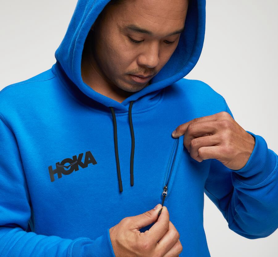 Hoka One One Performance - Men Hoodie - Blue,Australia PJE-675814